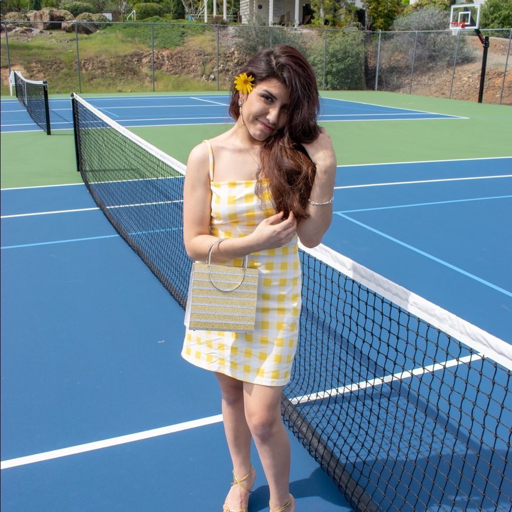 Cute Yellow Plaid Mini Sundress